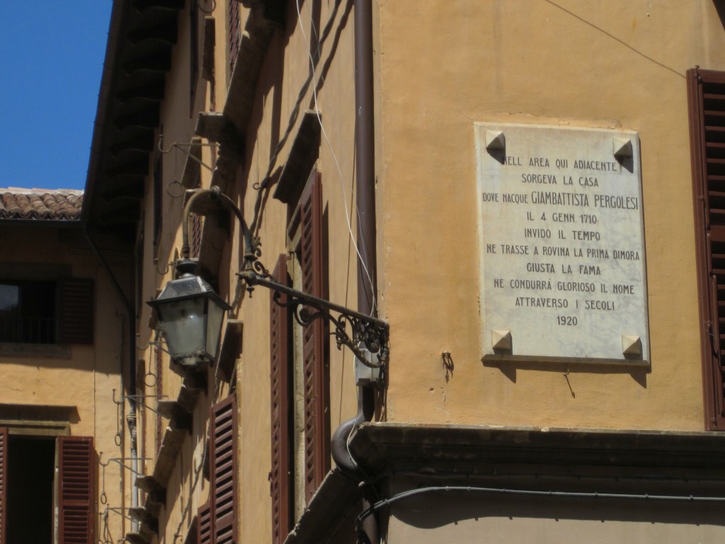 A plaque indicates the location of Pergolesi's birthplace